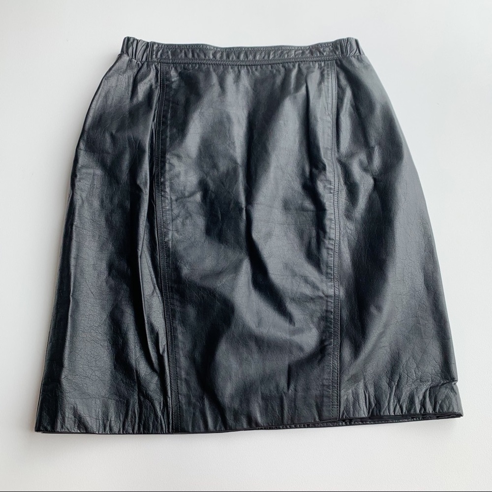 Brandon Thomas Vintage Leather Pencil Skirt Black Size 12